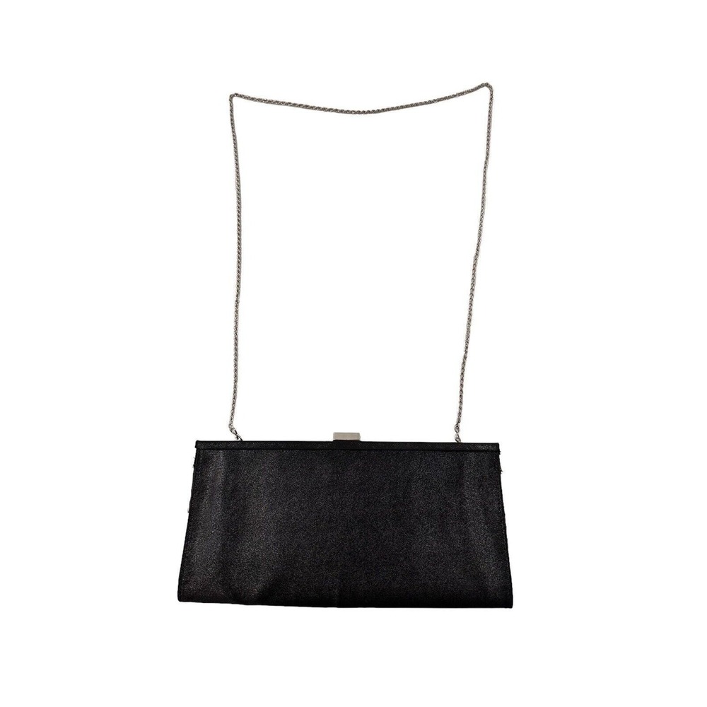 La Regale Metallic Evening Clutch Rope Strap Shoulder Bag Purse Satin Y2k Black